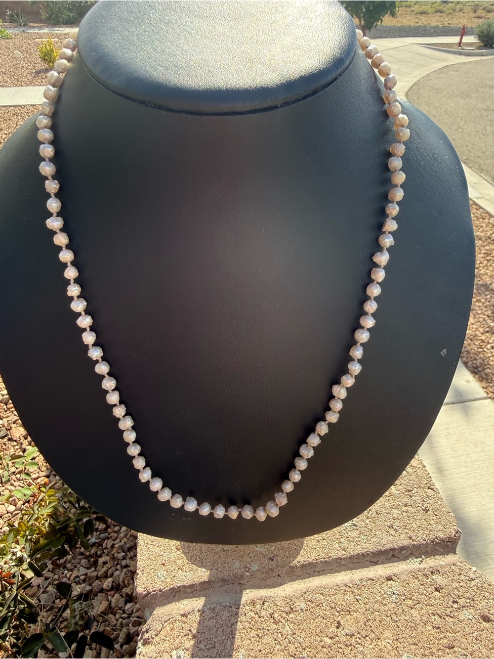 Vintage Baroque Freshwater Pearl Necklace Hand-Knotted Box Clasp